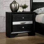 2pc Queen Whether by Bed with Nightstand Black - miBasics: Modern Luxury Bedroom Set, Built-In Drawer, Anti-Tip Hardware