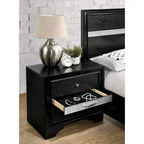 2pc Queen Whether by Bed with Nightstand Black - miBasics: Modern Luxury Bedroom Set, Built-In Drawer, Anti-Tip Hardware