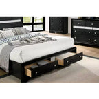 2pc Queen Whether by Bed with Nightstand Black - miBasics: Modern Luxury Bedroom Set, Built-In Drawer, Anti-Tip Hardware