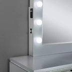 6pc California King Tenaya Bedroom Set Silver/Gray - HOMES: Inside + Out: Glamorous Design, Mirrored Trim, Button Tufted