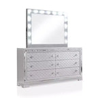 6pc California King Tenaya Bedroom Set Silver/Gray - HOMES: Inside + Out: Glamorous Design, Mirrored Trim, Button Tufted