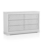 6pc California King Tenaya Bedroom Set Silver/Gray - HOMES: Inside + Out: Glamorous Design, Mirrored Trim, Button Tufted