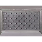 6pc California King Tenaya Bedroom Set Silver/Gray - HOMES: Inside + Out: Glamorous Design, Mirrored Trim, Button Tufted