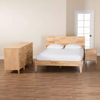 Baxton Studio Queen 4pc Hosea Carved Honeycomb Bedroom Set Natural