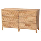 Baxton Studio Queen 4pc Hosea Carved Honeycomb Bedroom Set Natural