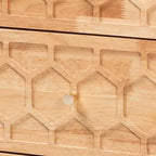 Baxton Studio Queen 4pc Hosea Carved Honeycomb Bedroom Set Natural