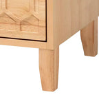 Baxton Studio Queen 4pc Hosea Carved Honeycomb Bedroom Set Natural