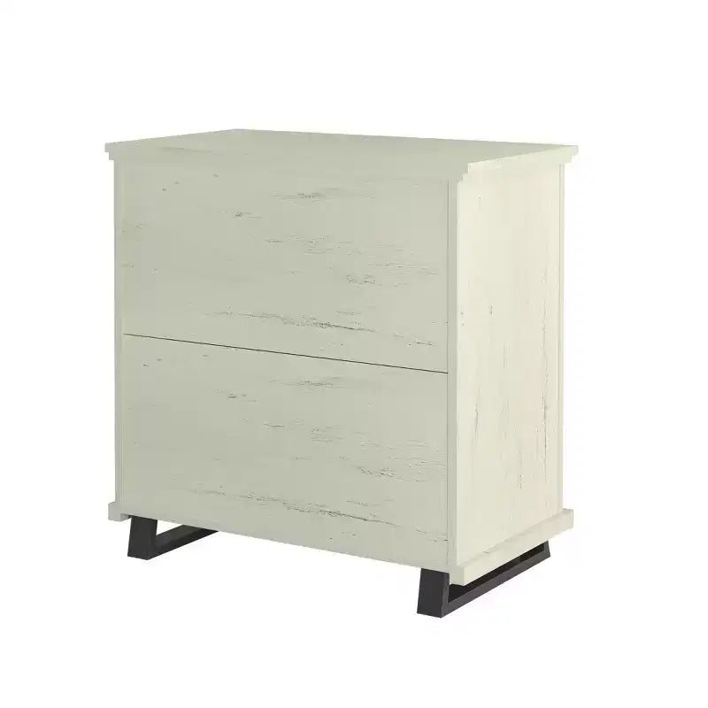 Festivo 3pc Contemporary 9 Drawer Dresser and 3 Drawer Nightstand Set Saw Cut Off-White: MDF, Metal Legs, Anti-Tip