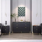 Festivo 3pc Modern Elegance 2 Drawer Nightstands and 6 Drawer Dresser Set Black