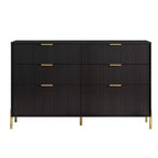 Festivo 3pc Modern Elegance 2 Drawer Nightstands and 6 Drawer Dresser Set Black