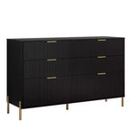 Festivo 3pc Modern Elegance 2 Drawer Nightstands and 6 Drawer Dresser Set Black