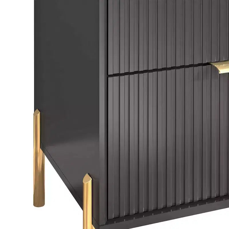 Festivo 3pc Modern Elegance 2 Drawer Nightstands and 6 Drawer Dresser Set Black