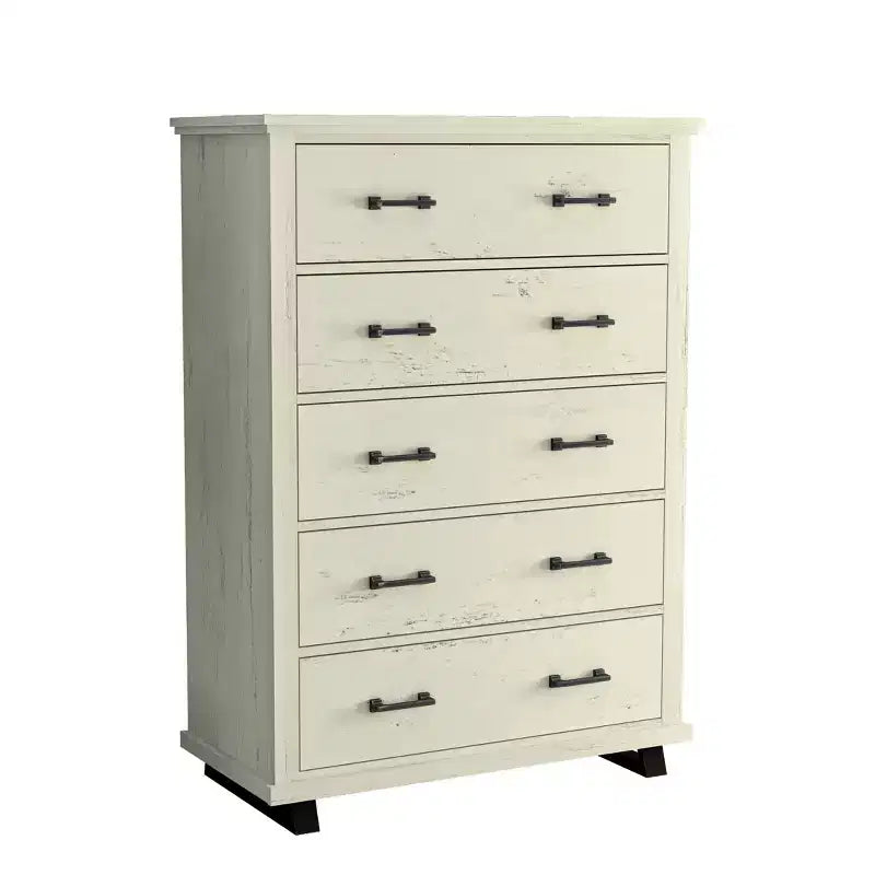 Festivo 4pc Contemporary Bedroom Chest Dresser and Nightstand Set Saw Cut Off-White: Includes Storage & Horizontal Dresser