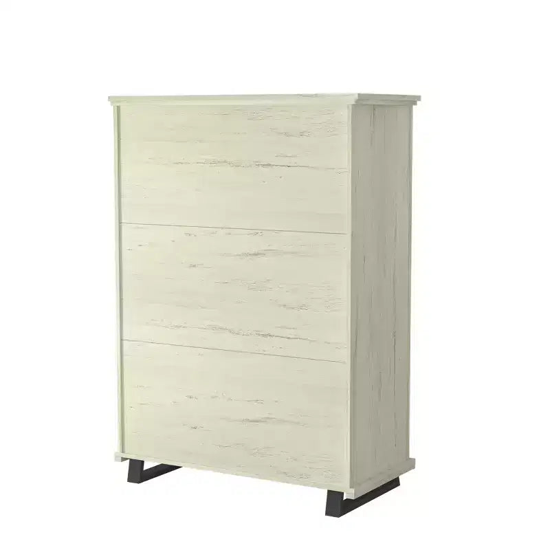 Festivo 4pc Contemporary Bedroom Chest Dresser and Nightstand Set Saw Cut Off-White: Includes Storage & Horizontal Dresser