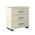 Festivo 4pc Contemporary Bedroom Chest Dresser and Nightstand Set Saw Cut Off-White: Includes Storage & Horizontal Dresser