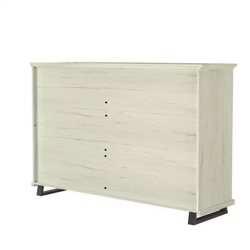 Festivo 4pc Contemporary Bedroom Chest Dresser and Nightstand Set Saw Cut Off-White: Includes Storage & Horizontal Dresser