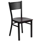 Emma and Oliver 36 Square Black Laminate Table Set, 4 Grid Back Metal Chairs