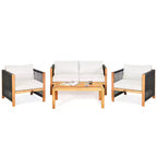 Costway 8PCS Wooden Patio Furniture Set Cushioned Sofa W/Rope Armrest White\Turquoise\Red