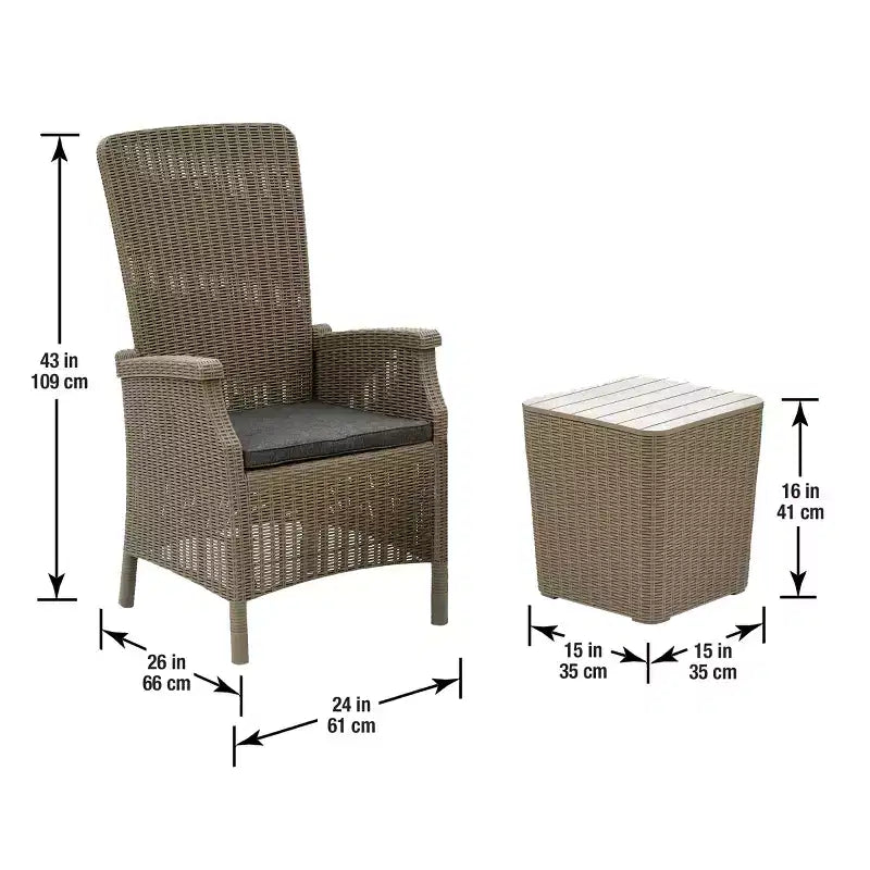 3-delige Bracknell-collectie allweather-loungeset - National Tree Company