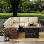 Bradenton 4-delige loungeset van wicker voor buiten met vuurtafel - Crosley