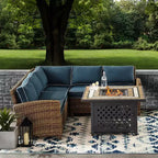 Bradenton 4-delige loungeset van wicker voor buiten met vuurtafel - Crosley