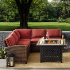 Bradenton 4-delige loungeset van wicker voor buiten met vuurtafel - Crosley