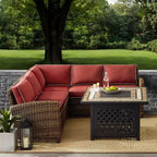 Bradenton 4-delige loungeset van wicker voor buiten met vuurtafel - Crosley