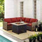 Bradenton 4-delige loungeset van wicker voor buiten met vuurtafel - Crosley