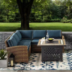 Bradenton 4-delige loungeset van wicker voor buiten met vuurtafel - Crosley