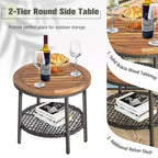 Costway Patiojoy 3PCS Patio Rattan Furniture Set Cushioned Sofas Wood Table Top W/Shelf