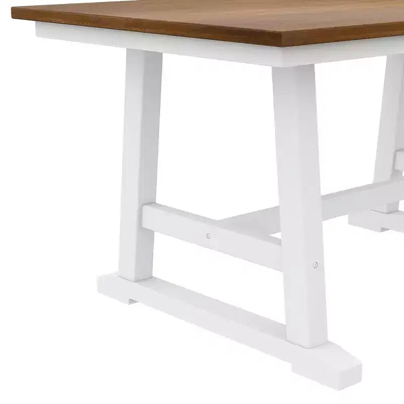 6-delige houten eettafelset in boerderijstijl met lange bank en 4 eetkamerstoelen - ModernLuxe