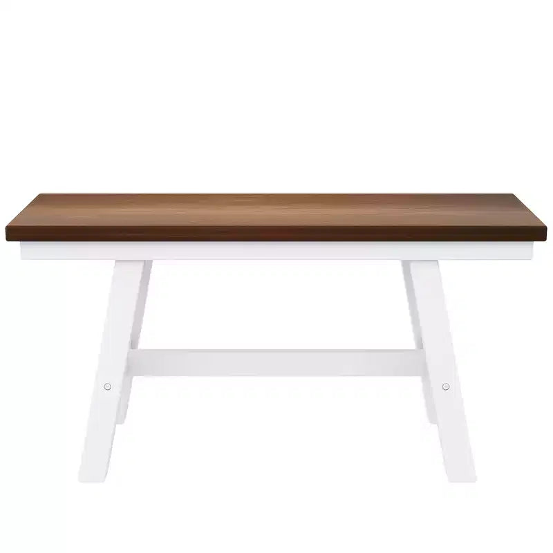 6-delige houten eettafelset in boerderijstijl met lange bank en 4 eetkamerstoelen - ModernLuxe