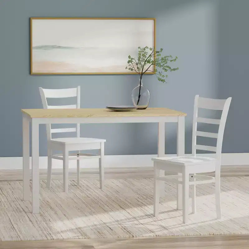 Glenwillow Home 48 houten eettafel met eetkamerstoelen met lattenrug, eetkamerset (3- of 5-delige set)