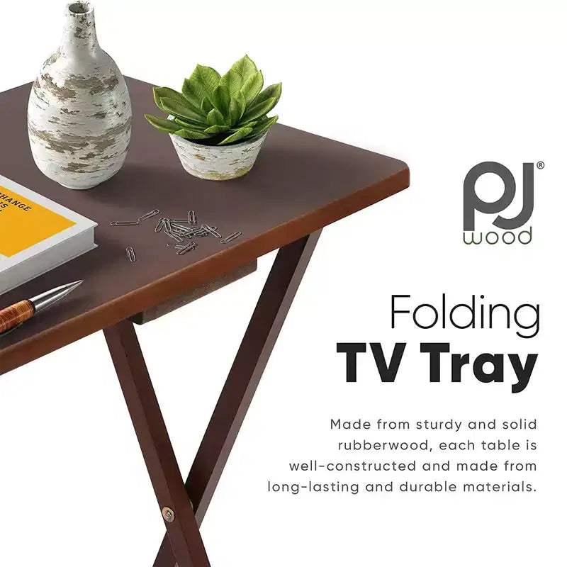 PJ Wood Portable Folding TV Snack Tray Table Desk Stand, Honey Oak (8 Pack)