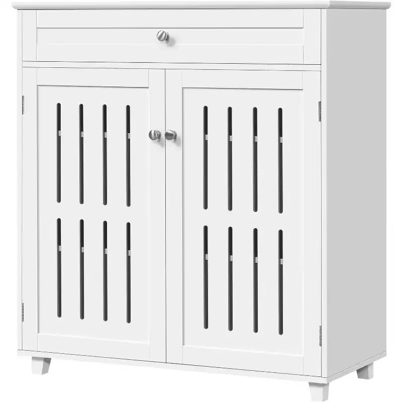 4-Tier Wooden Shoe Storage Cabinet with Louvered Doors