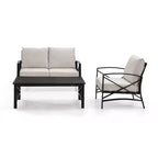 Crosley 3pc Kaplan Steel Outdoor Seating Furniture Set with Loveseat, Chair & Coffee Table