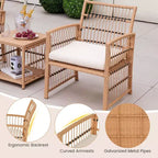 Costway 5-delige loungeset voor de patio van rotan wicker, met salontafel met 2 niveaus en 2 voetenbankjes