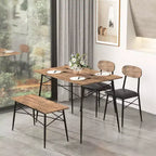 Costway 4 Piece Dining Table Set with Bench & 2 Faux Leather Upholstered Chairs for Kitchen