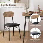 Costway 4 Piece Dining Table Set with Bench & 2 Faux Leather Upholstered Chairs for Kitchen