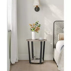 Round Side Table with Storage Shelf Industrial Steel Frame