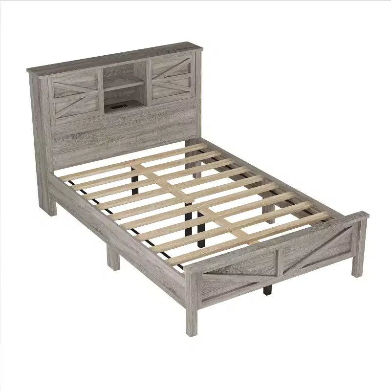 3-Piece Farmhouse Bedroom Sets, Full/Queen Size Platform Bed with Storage Nightstand and Dresser 4W - ModernLuxe