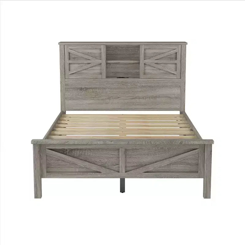 3-Piece Farmhouse Bedroom Sets, Full/Queen Size Platform Bed with Storage Nightstand and Dresser 4W - ModernLuxe