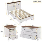 3-Piece Farmhouse Bedroom Sets, Full/Queen Size Platform Bed with Storage Nightstand and Dresser 4W - ModernLuxe