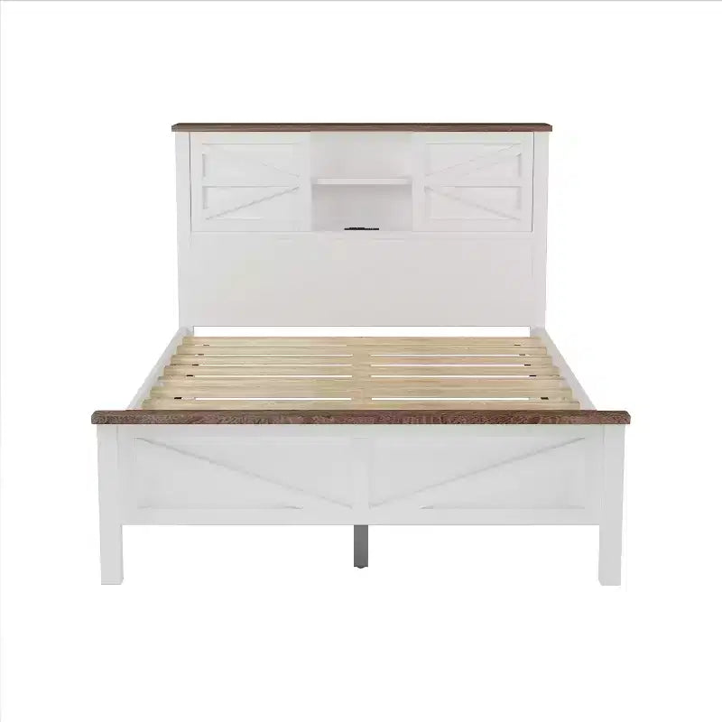 3-Piece Farmhouse Bedroom Sets, Full/Queen Size Platform Bed with Storage Nightstand and Dresser 4W - ModernLuxe