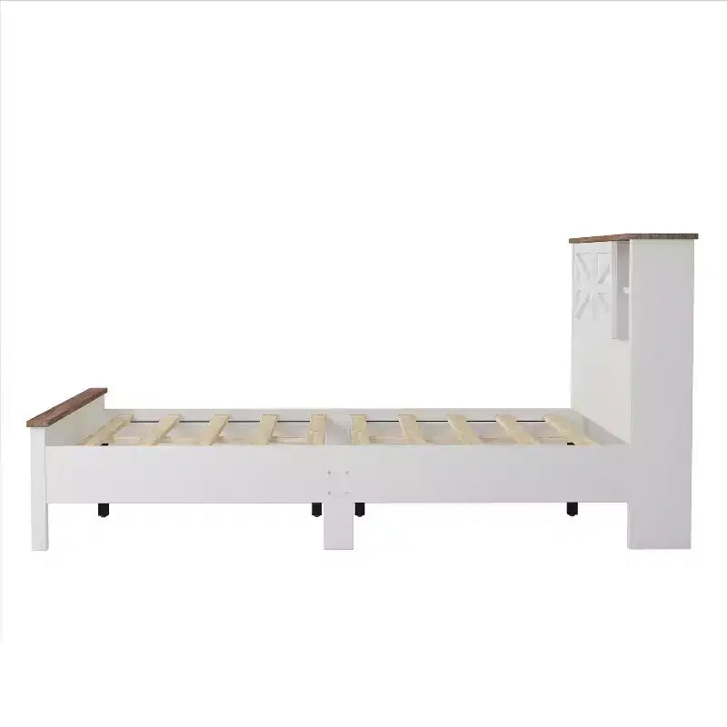 3-Piece Farmhouse Bedroom Sets, Full/Queen Size Platform Bed with Storage Nightstand and Dresser 4W - ModernLuxe