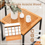 Costway 3 PCS Patio Chair Set Acacia Wood Sofa Set with Metal Support Soft Seat Cushions