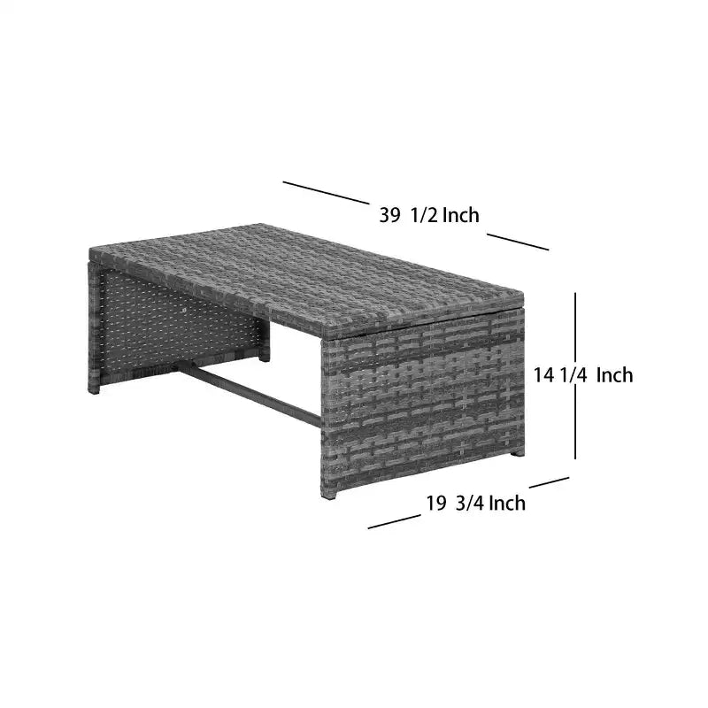 WestinTrends 4-delige terrasloungeset van vlechtwerk voor buiten, met salontafel, grijs/grijs