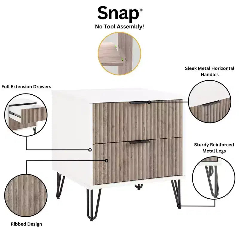 Manhattan Comfort Dumbo 2pc Modern 3 Drawer Dresser and 2 Drawer Nightstand Set