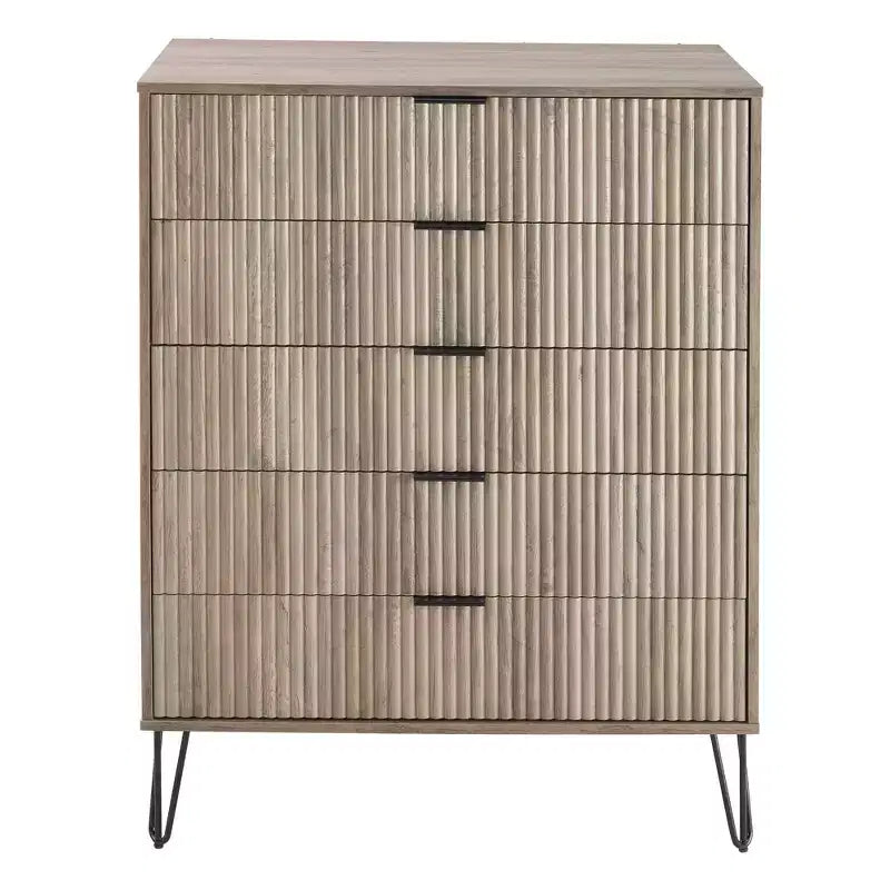 5-Drawer Dresser with Anti-Tip Hardware Rustic Gray or White