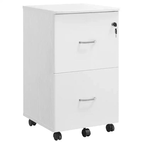 2-Drawer Locking Wood File Cabinet Rolling Printer Stand
